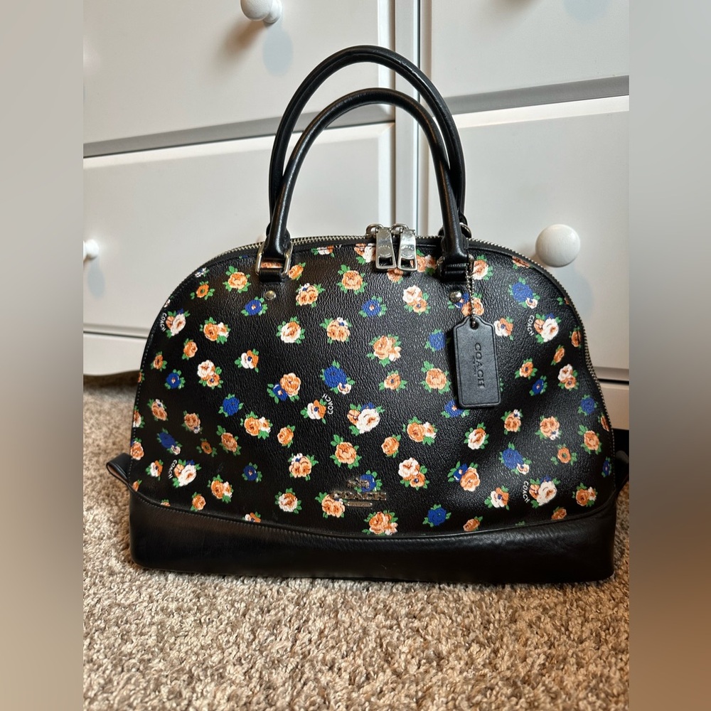 Coach Black Floral Satchel